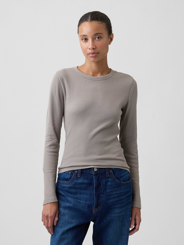 Image number 1 showing, Waffle-Knit Crewneck T-Shirt