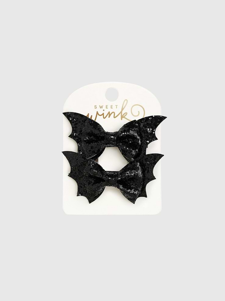 Image number 1 showing, Sweet Wink Glitter Bat Halloween Bow Clip Set