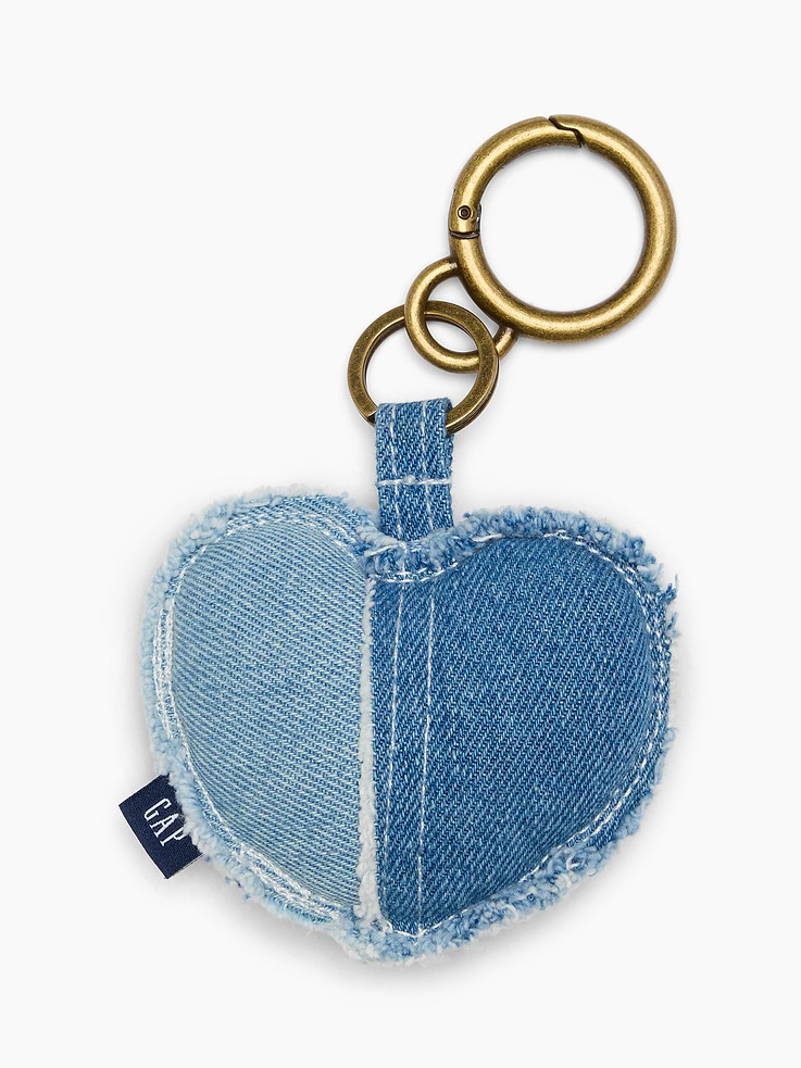 Image number 2 showing, Patchwork Denim Heart Bag Charm