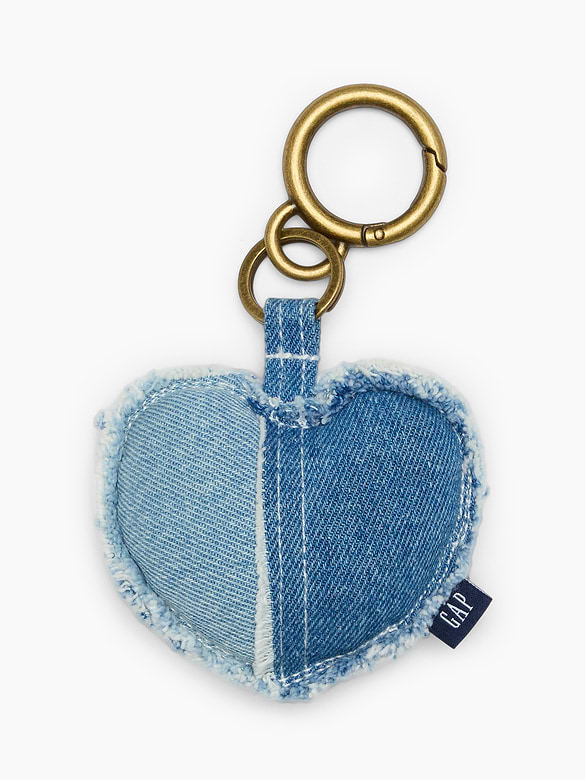 Patchwork Denim Heart Bag Charm