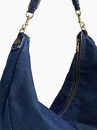 Image number 4 showing, Large Denim Crescent Bag
