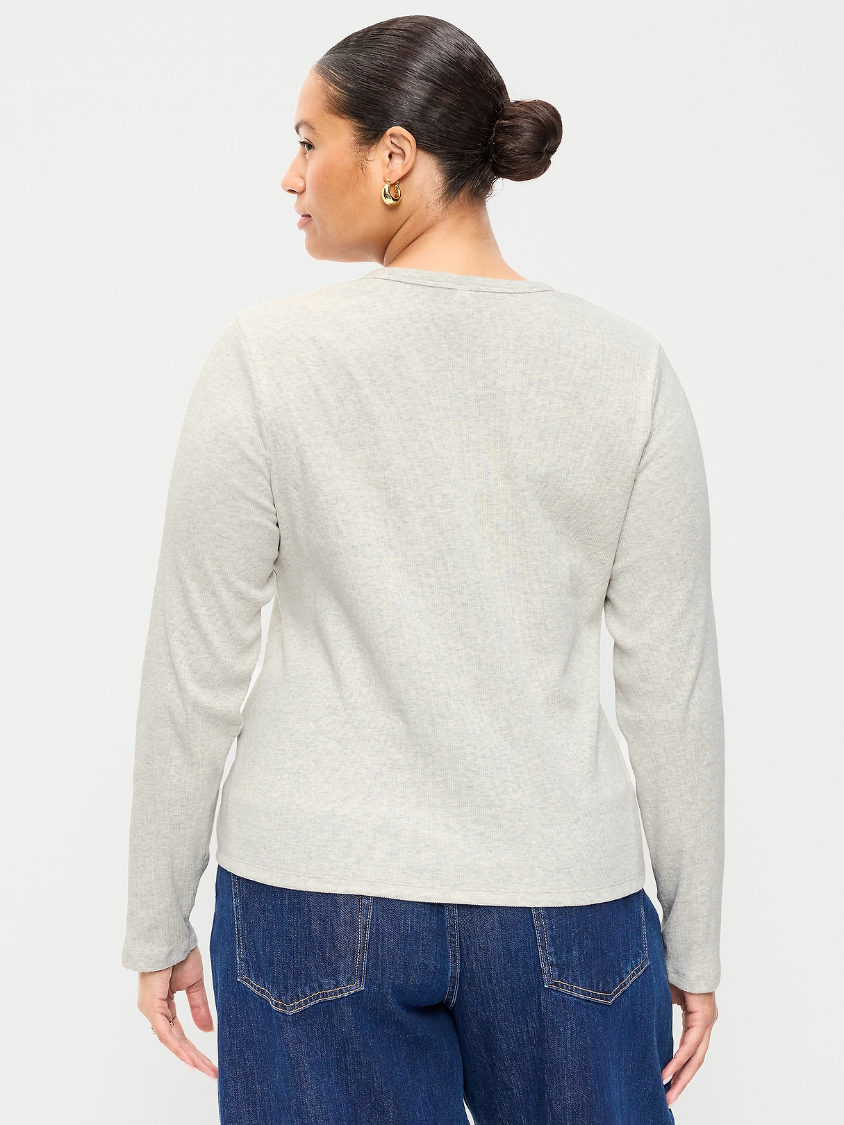 Snug Long-Sleeve Button-Front Ribbed Top | Old Navy