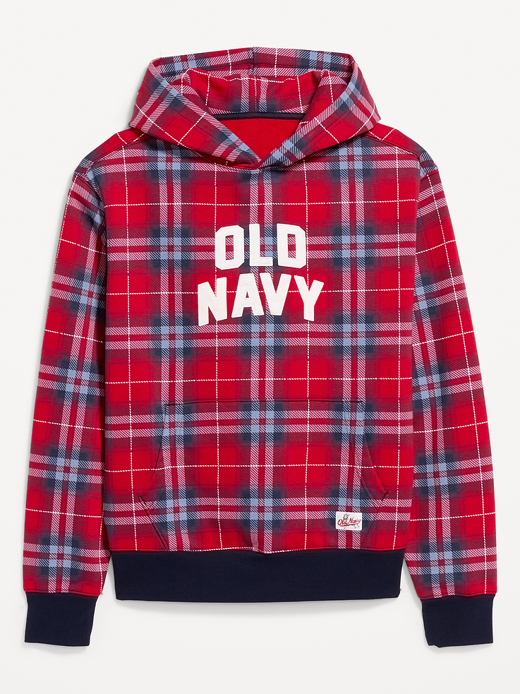 Image 4 of 4, Plaid Logo Graphic Pullover Hoodie