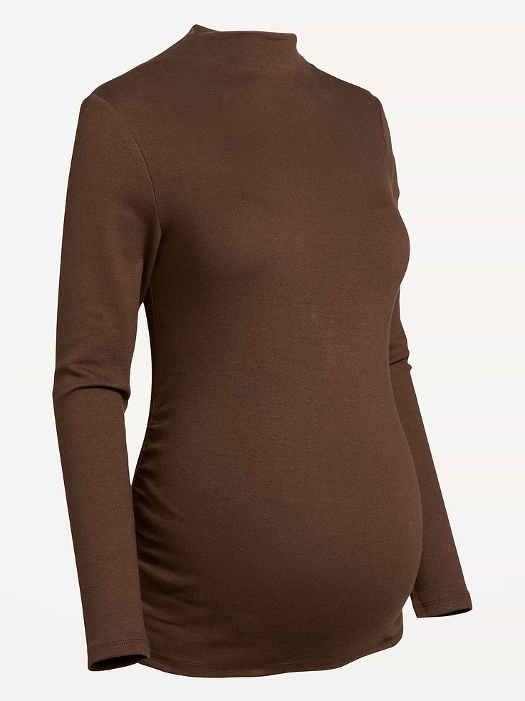 Image 4 of 4, Maternity Mock-Neck Long-Sleeve T-Shirt
