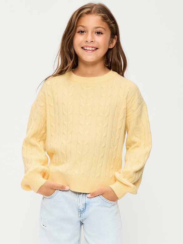 Long-Sleeve Cable-Knit Sweater for Girls