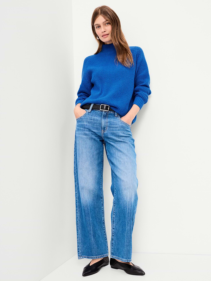 Image 3 of 5, SoSoft Mock-Neck Shaker Sweater
