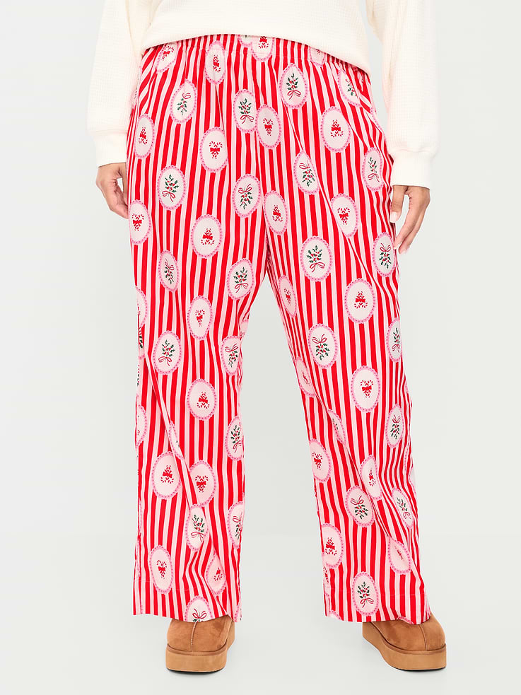 Image 8 of 9, High-Waisted Poplin Pajama Pant