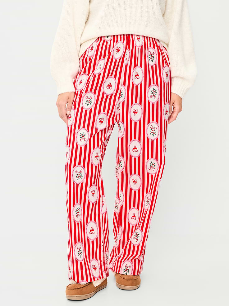 Image 6 of 9, High-Waisted Poplin Pajama Pant