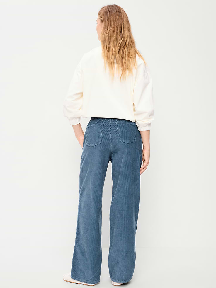 Image 3 of 8, High-Waisted Baggy Wide-Leg Corduroy Pants