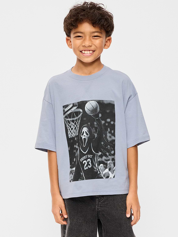 Ghost Face™ Gender-Neutral Oversized Graphic T-Shirt for Kids