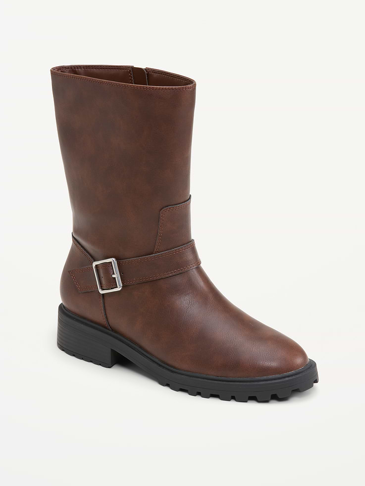 Image number 1 showing, Faux-Leather Moto Boots for Women