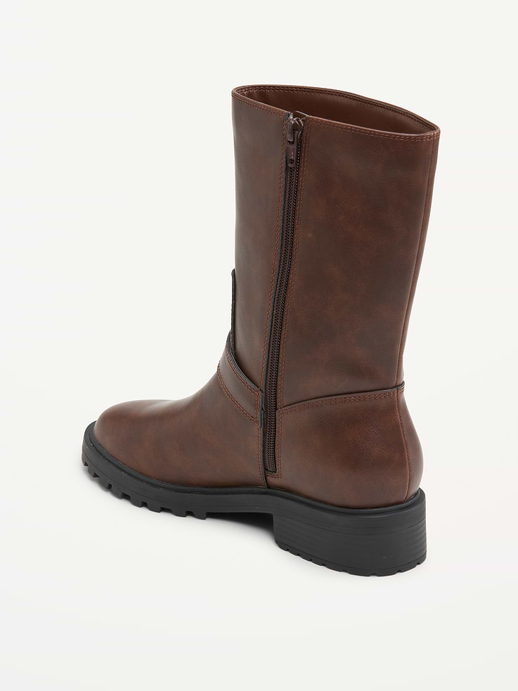 Image number 5 showing, Faux-Leather Moto Boots for Women