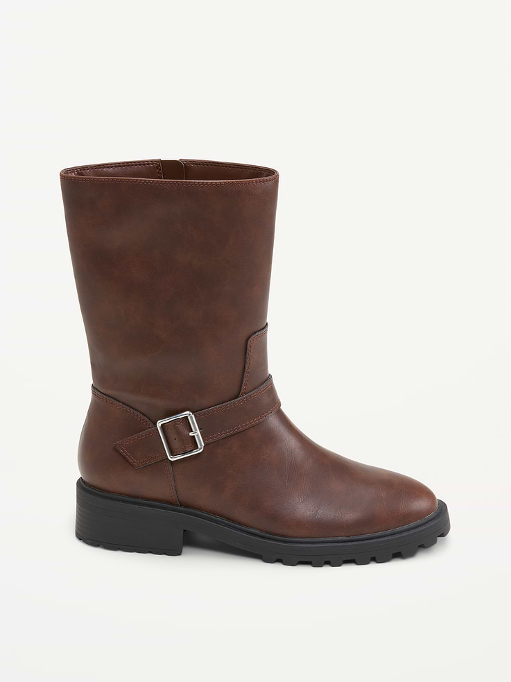 Image number 3 showing, Faux-Leather Moto Boots for Women