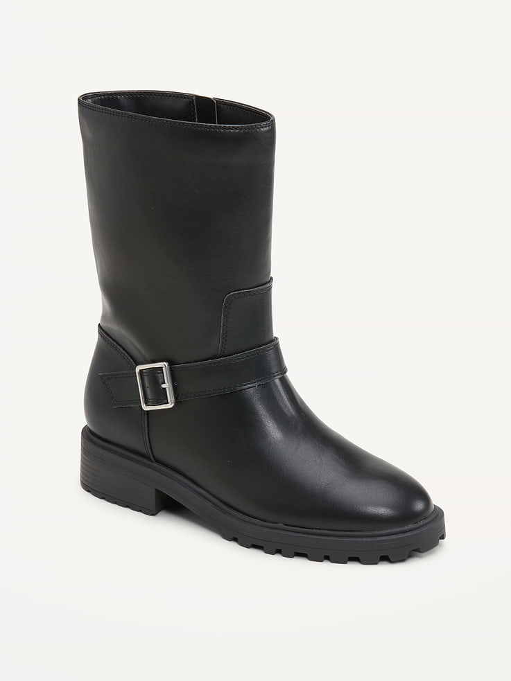 Image number 1 showing, Faux-Leather Moto Boots for Women