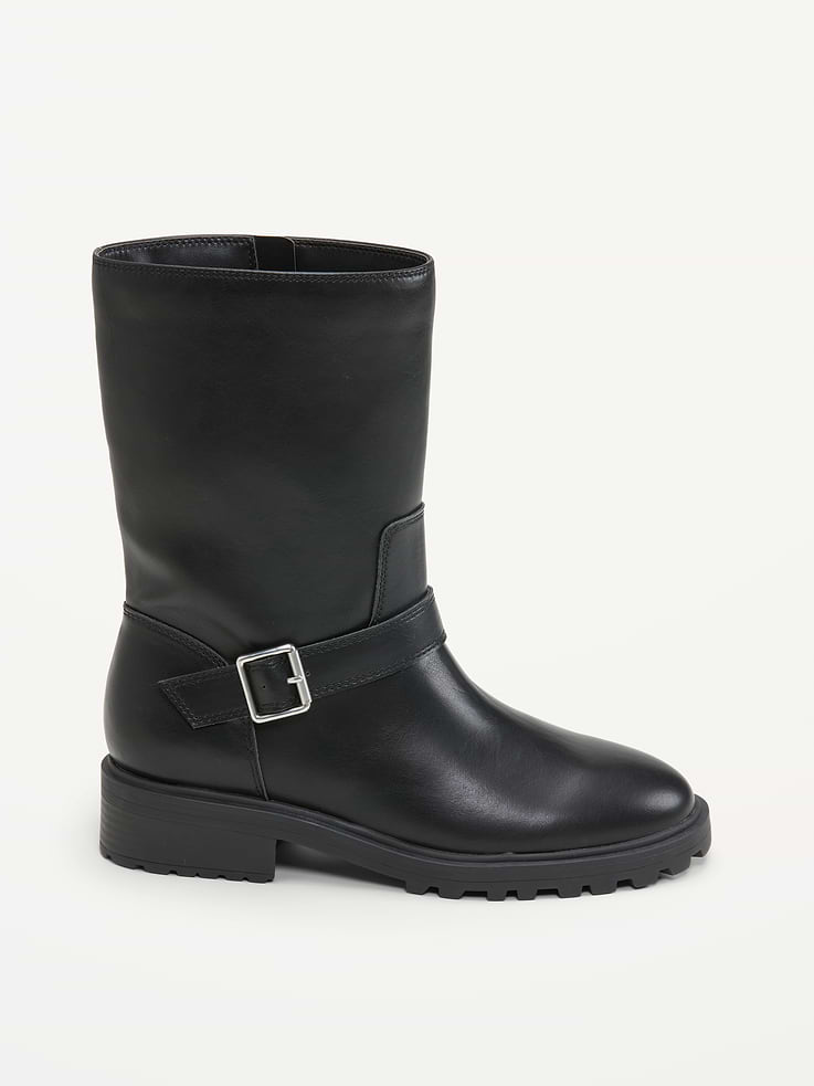 Image number 3 showing, Faux-Leather Moto Boots for Women