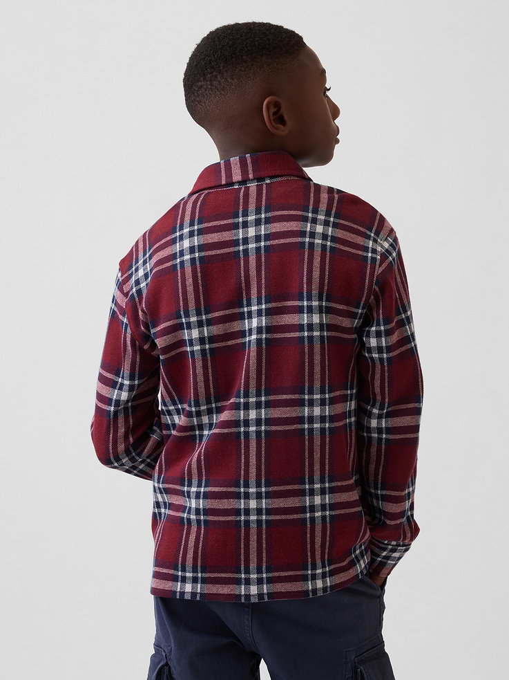 Image number 3 showing, Kids Knit Jersey Plaid Shirt
