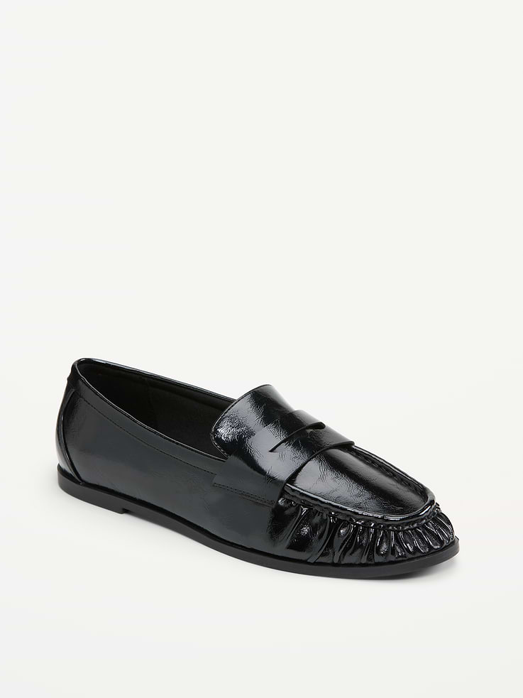 Image number 1 showing, Faux-Leather Ruched Loafers