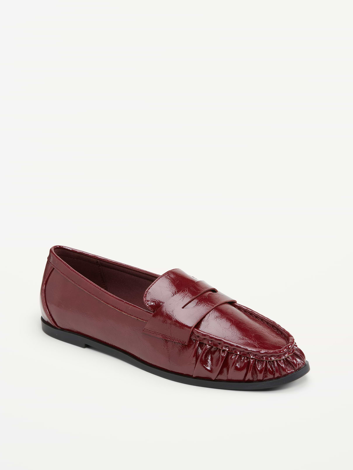 Faux-Leather Ruched Loafers