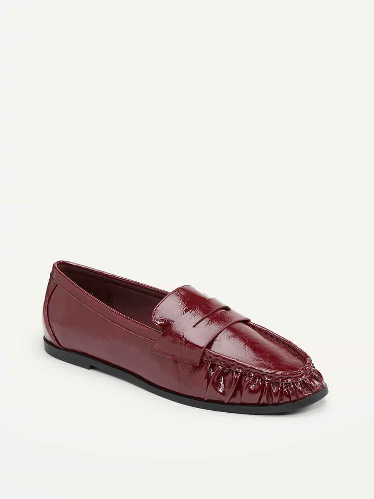 Image number 1 showing, Faux-Leather Ruched Loafers