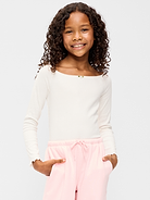 Image number 1 showing, Fitted Off-Shoulder Ribbed Top for Girls