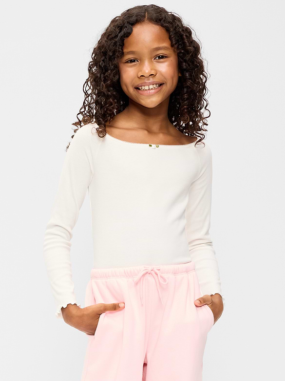 Haut ajusté en tricot côtelé à épaules dénudées pour fille