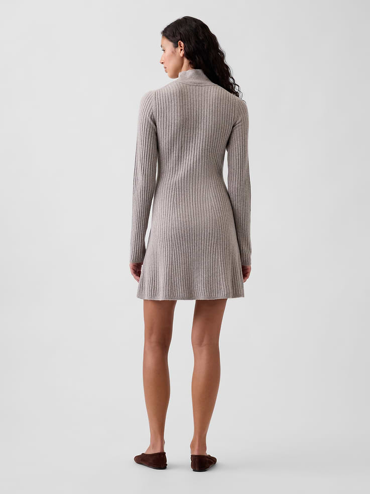Image 2 of 5, CashSoft Rib Turtleneck Sweater Mini Dress