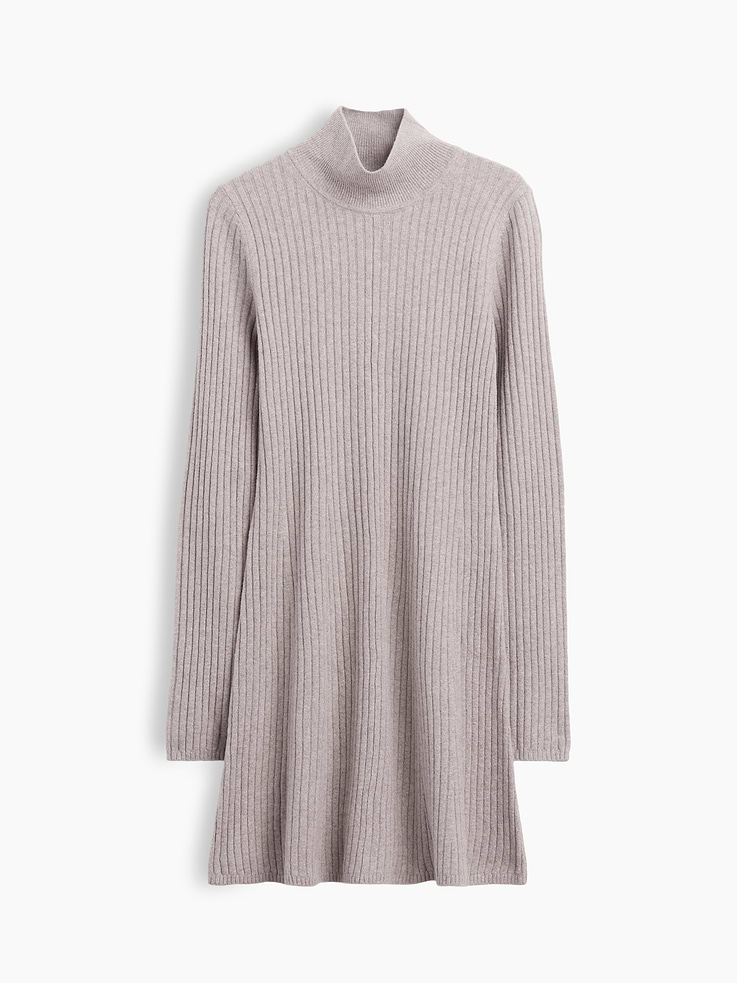 Image 5 of 5, CashSoft Rib Turtleneck Sweater Mini Dress