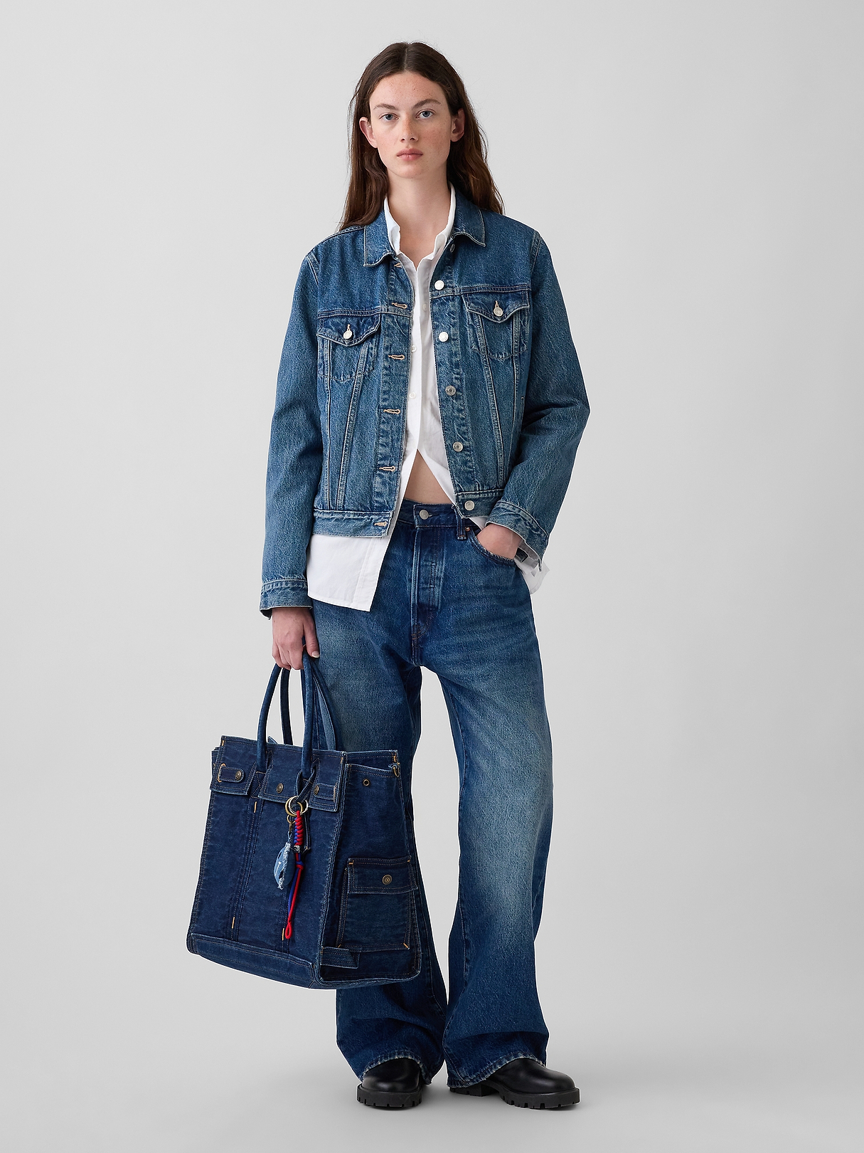 Large Denim Five Pocket Tote | Gap
