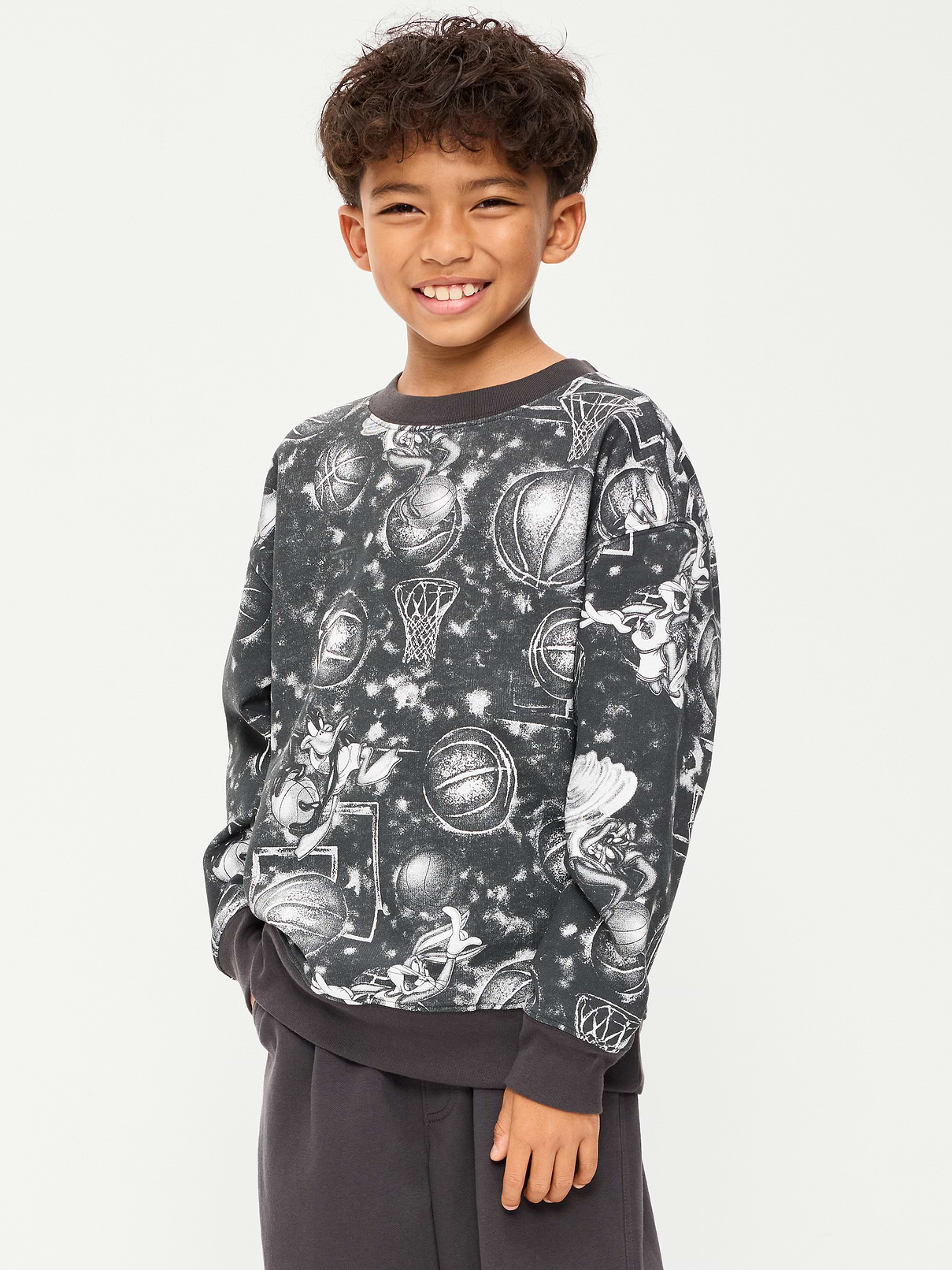 L'image numéro 1 présente Chandail en coton ouaté surdimensionné à imprimé Space Jam™ unisexe pour enfant