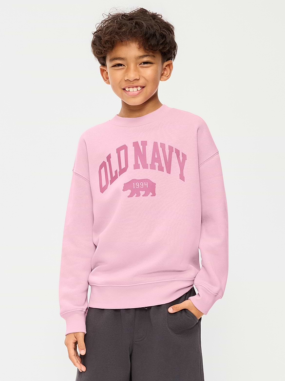 Oversized Logo Graphic Crew-Neck Sweatshirt for Boys
