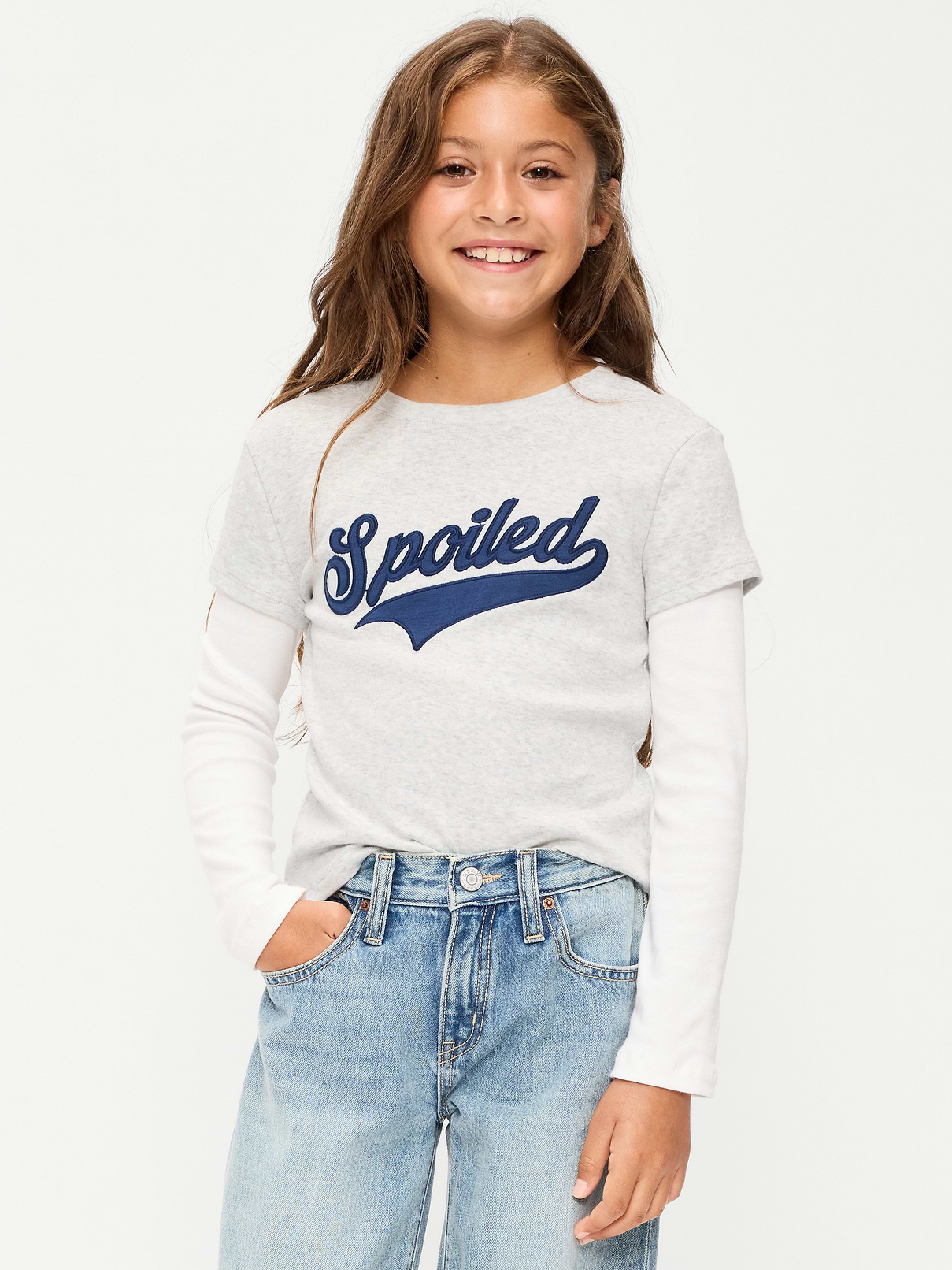 L'image numéro 1 présente T-shirt ajusté 2-en-1 à imprimé pour fille