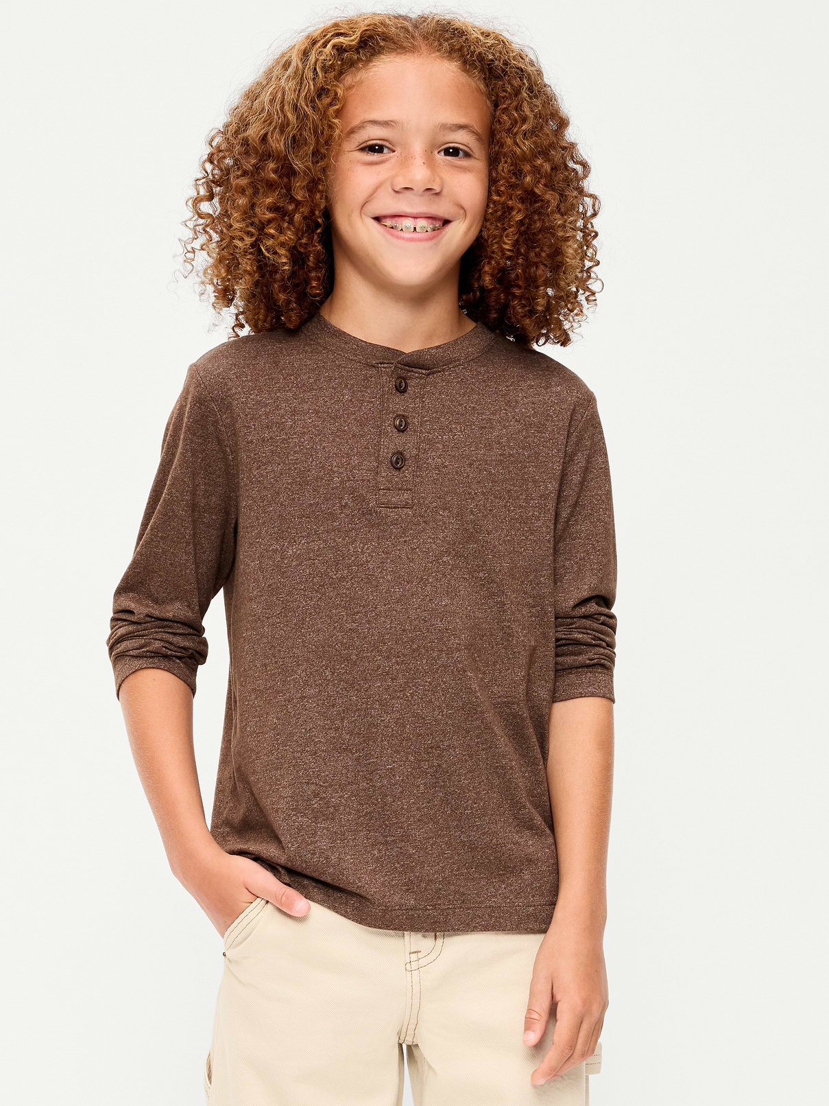 Image number 1 showing, Softest Long-Sleeve Henley T-Shirt for Boys