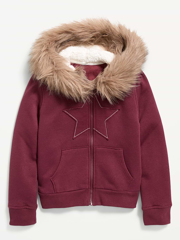 Fitted Faux-Fur Full-Zip Hoodie for Girls