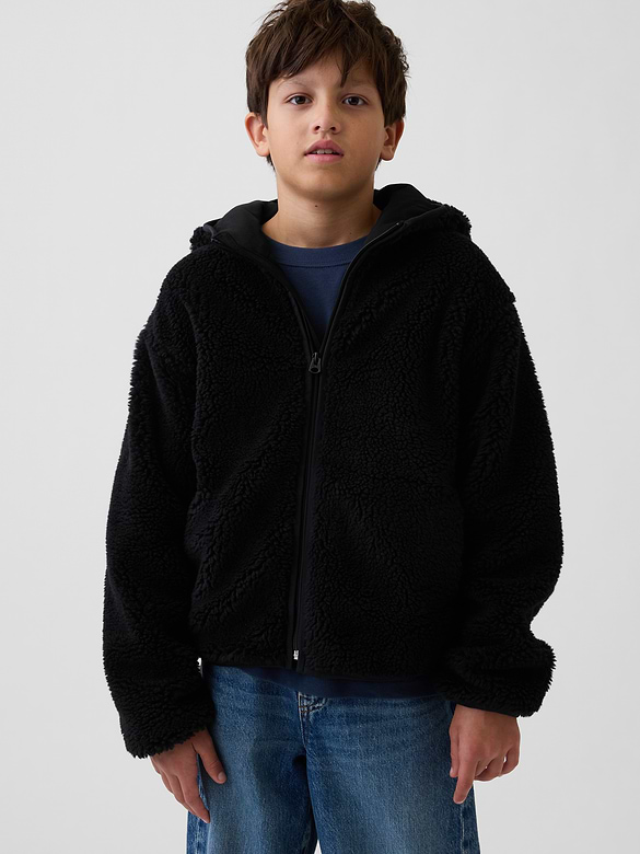 Kids Sherpa Hooded Zip Jacket