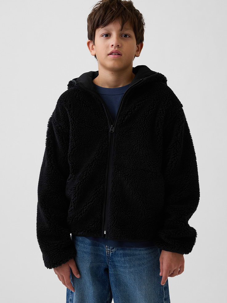 Image number 1 showing, Kids Sherpa Hooded Zip Jacket