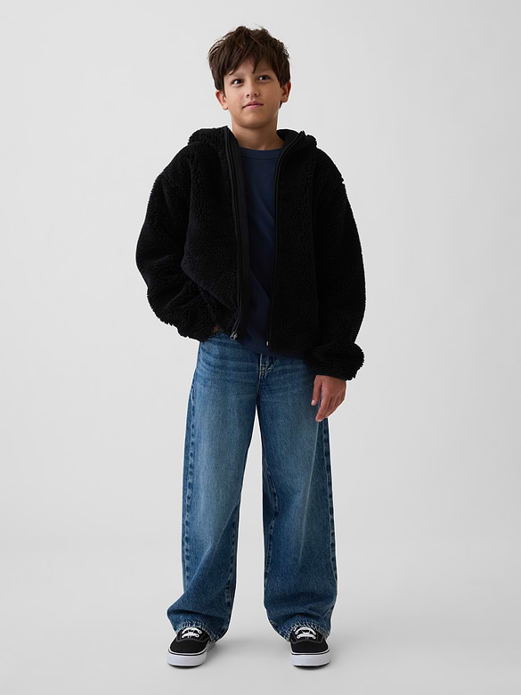 Kids Sherpa Hooded Zip Jacket
