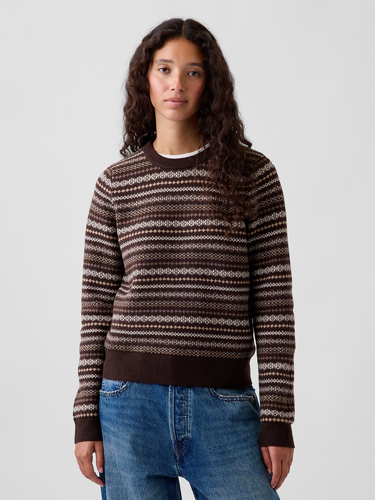 Image 1 of 5, Our bestselling fabric that feels cashmere-soft.Crafted in a midweight plush yarn. Refined with a special brushed technique. It's everyday luxury., Supersoft knit cotton-blend sweater. In a slightly cropped length., Crewneck., Long sleeves., Ribbed hem., Product #908887