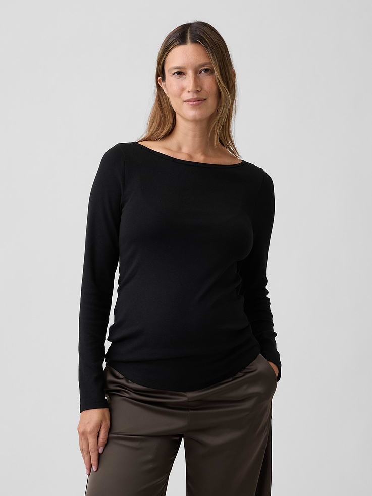 Image number 1 showing, Maternity Modern Boatneck T-Shirt