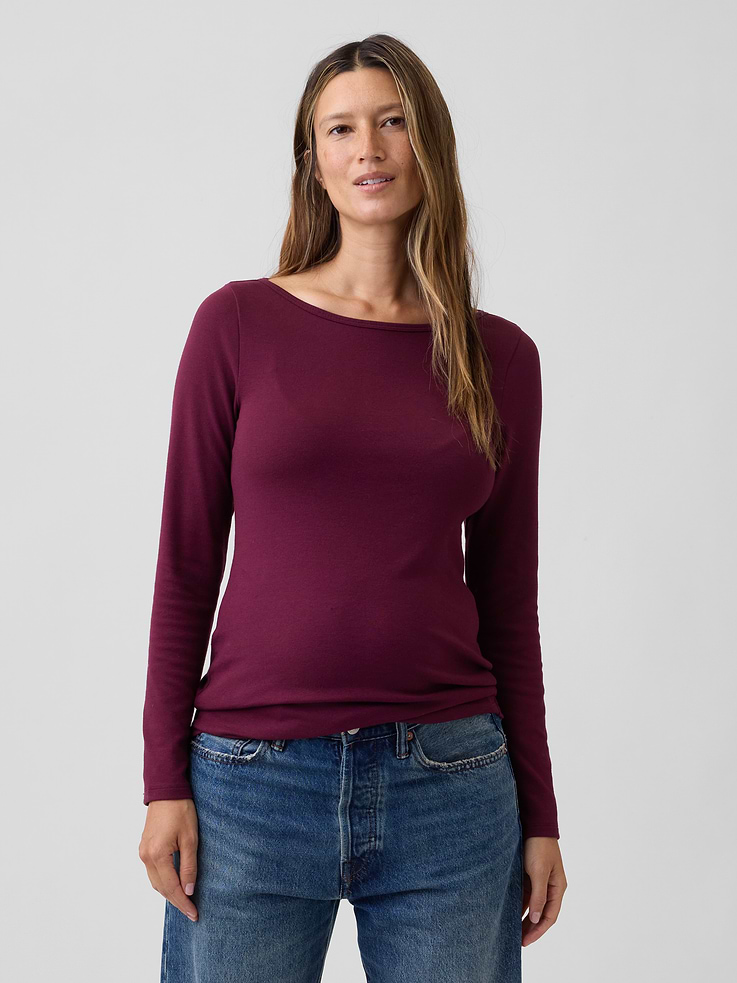Image number 1 showing, Maternity Modern Boatneck T-Shirt