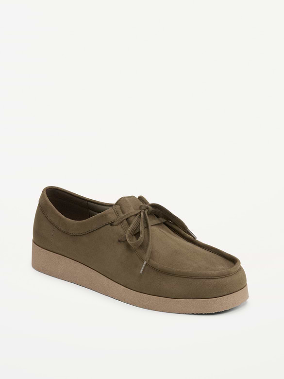 Faux-Suede Lace-Up Derby Boots for Women