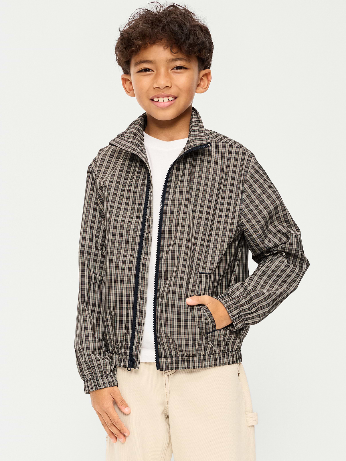 Image 1 of 2, standing collar, long sleeves, welt pockets, full length zipper, Product #907982