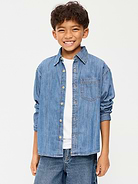 L'image numéro 1 présente Chemise surdimensionnée en denim à manches longues pour Garçon