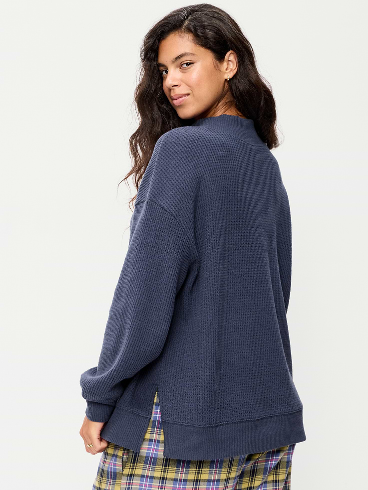 Image 5 of 7, Oversized Mock-Neck Long-Sleeve Top