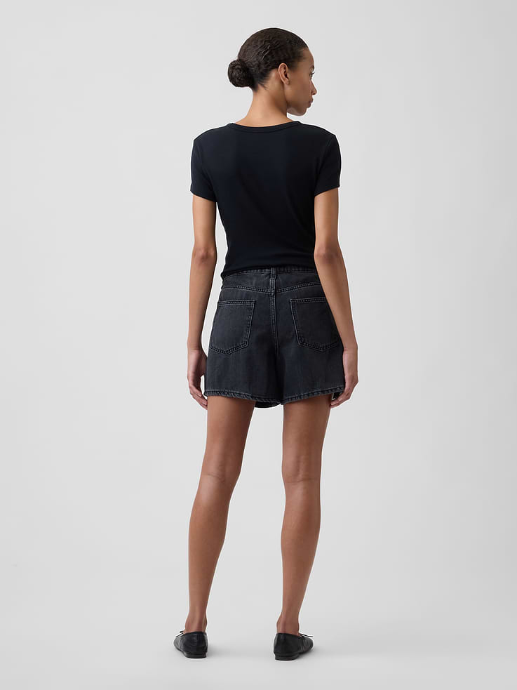 Image 4 of 7, SuperSoft Denim Midi Shorts