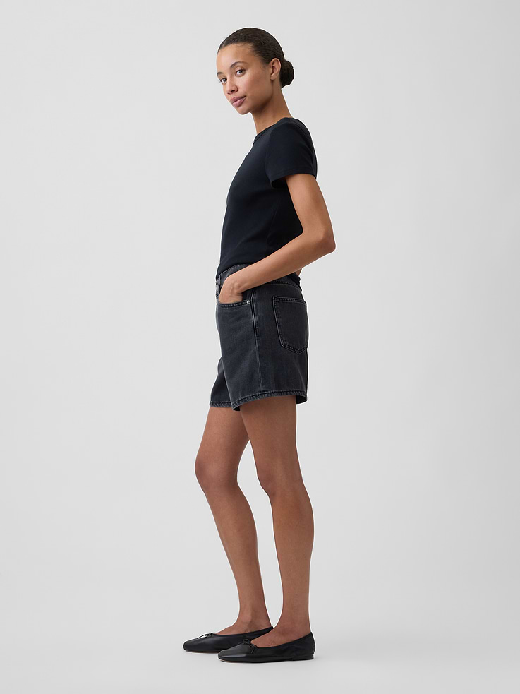 Image 3 of 7, SuperSoft Denim Midi Shorts