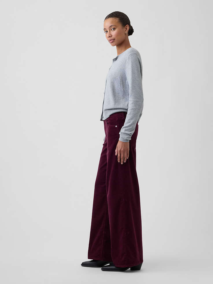 Image number 3 showing, Mid Rise Wide-Leg Corduroy Pants