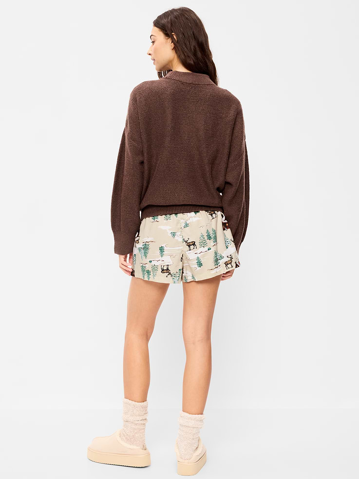 Image number 2 showing, Flannel Boxer Pajama Shorts for Women