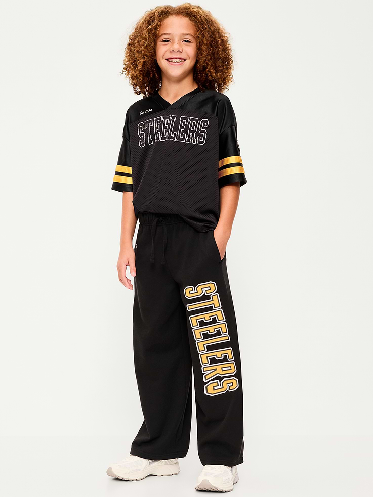 Image 1 of 5, elasticized waistband, functional drawstring, on-seam pockets, single back pocket, graphic at front, Product #916204
