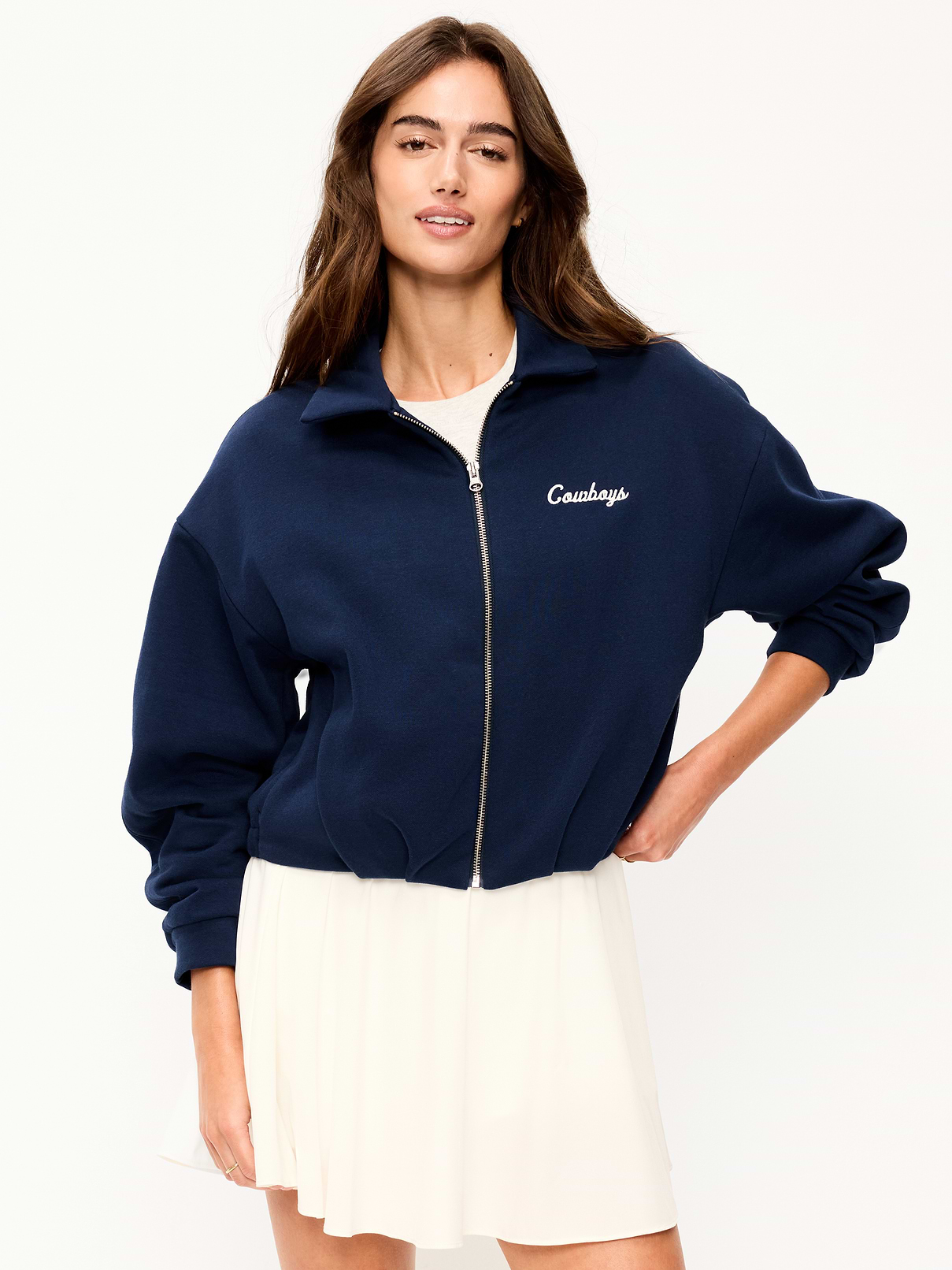 Image number 1 showing, Dallas Cowboys Oversized Fleece Bomber Jacket for Women