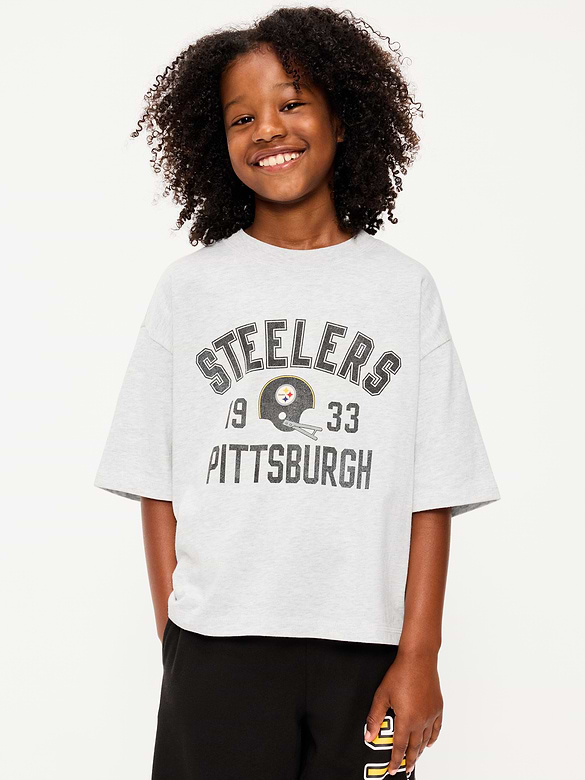 Pittsburgh Steelers Oversized Boxy Graphic T-Shirt for Boys